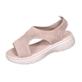 thumbnail image 1 of Xfvqtps Womens Knit Slip on Sandals Open Toe Casual Slides with Low Wedge Stretch Comfortable Breathable Walking Summer Shoes, 1 of 9