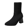 thumbnail image 1 of Xfvqtps Womens Knit Sock Boots Mid Calf Block Heel Booties Pointed Toe Stretchy Fashion Winter Ankle Boots for Casual Comfort, 1 of 9