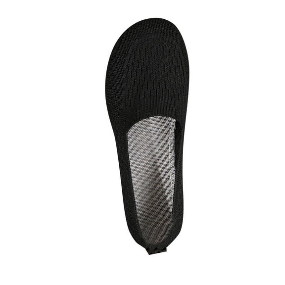 Xfvqtps Womens Knitted Flat Shoes Slip on Hollow out Close Toe Mesh Soft Sole Non Slip Comfortable Breathable Lightweight Walking Work Casual Summer Flats Black