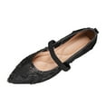 thumbnail image 1 of Xfvqtps Womens Lace Flats Floral Embellished Mary Janes Pointed Toe Stretch Strap Comfortable Shoes for Special Occasions Black, 1 of 9