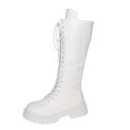 thumbnail image 1 of Xfvqtps Womens Lace up Knee High Boots Chunky Flatform Martin Boots Winter Fashion Gothic Style Faux Leather Boots, 1 of 9