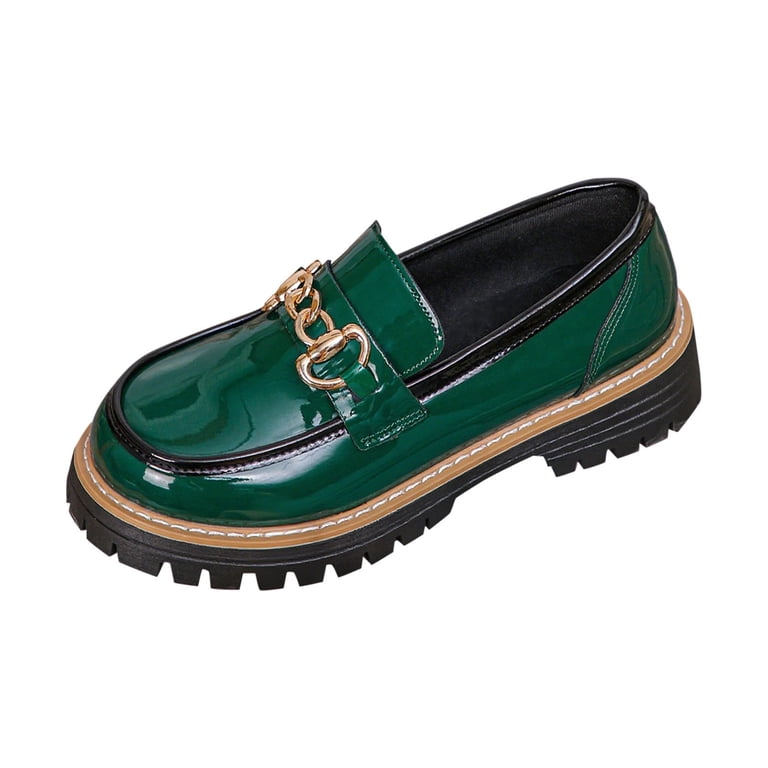Xfvqtps Womens Leather Loafers Chunky Sole Slip on Shoes  display picture 1