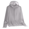 thumbnail image 1 of Xfvqtps Womens Light Jacket Hoodie Sun Protection Cooling Breathable Full Zip Solid Color Shirts for UV Outdoor Hiking Camping Gray, 1 of 5