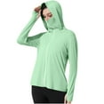 thumbnail image 1 of Xfvqtps Womens Light Jacket with Thumb Hole Cooling Ice Silk Sun Protection Hoodie Full Zip Solid Color Shirts for UV Outdoor Hiking Running Green-01, 1 of 6