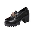thumbnail image 1 of Xfvqtps Womens Loafer Heels Round Toe Chunky Heel Slip on Casual Comfort Shoes Vintage Office Work Fashion Pumps Shoes, 1 of 9