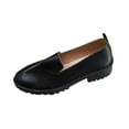 thumbnail image 1 of Xfvqtps Womens Loafer Shoes Crack Leather Closed Pointy Toe Thick Sole Slip on Shoes Black, 1 of 7