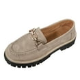 thumbnail image 1 of Xfvqtps Womens Loafers Casual Shoes Soft Sole Low Heel Metal Chain Detail Chunky Sole Breathable Flat Shoes Shallow Mouth Versatile Footwear Suede Material Khaki, 1 of 8