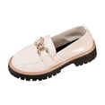 thumbnail image 1 of Xfvqtps Womens Loafers Leather Slip on Shoes with Chain Detail Chunky Sole Casual Comfortable Footwear for Daily Wear Beige, 1 of 9