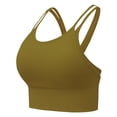 thumbnail image 1 of Xfvqtps Womens Longline Sports Bra Strappy Padded Workout Top Double Layered Crop Tank Tops Yellow, 1 of 5