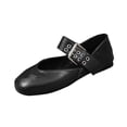 thumbnail image 1 of Xfvqtps Womens Mary Jane Flats Casual Shoes Buckle Strap Loafers Square Toe Flat Shoes for Women Comfortable Padded Insole Adjustable Buckle Everyday Shoes Retro Style Black, 1 of 9