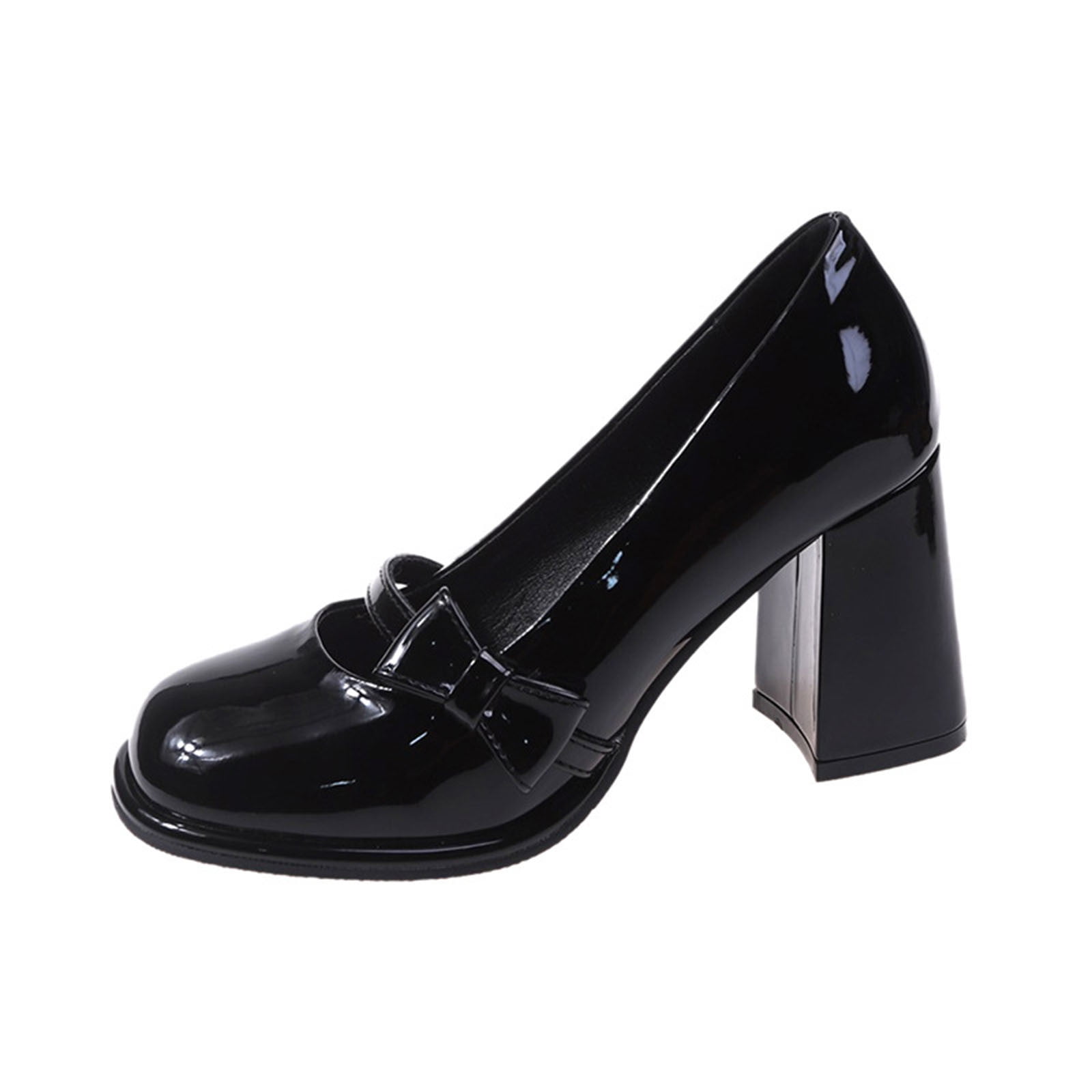 Xfvqtps Womens Mary Jane Shoes Bow Vintage Square Toe Dress Shoes