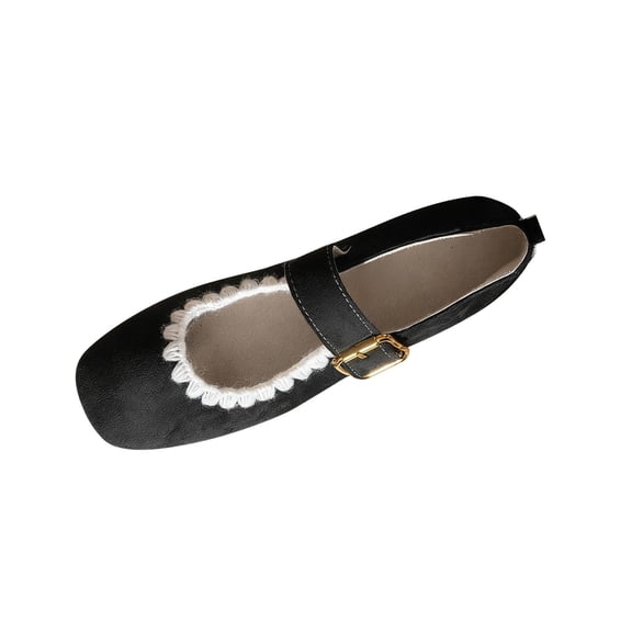 Xfvqtps Womens Mary Jane Strap Suede Flats Comfortable Casual Shoes for Summer and Fall Black