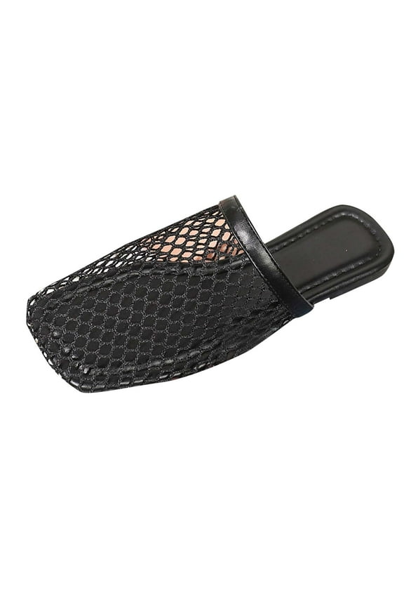 Womens Mesh Ballet Flats Fishnet Ballerina Flats Slide Sandals Mary Jane Flats Causal Daily Dress Shoes Black