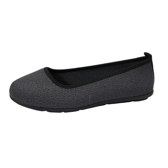 Xfvqtps Womens Mesh Ballet Flats Knit Slip on Ballerina Flats Hollowed out Comfortable Casual Work Dress Shoes Dark Gray