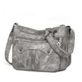 thumbnail image 1 of Xfvqtps Womens Messenger Bag Large Capacity Multi Compartment Fashion Lightweight Portable Commuting Washed Leather Inclined Shoulder Bag Gray, 1 of 1