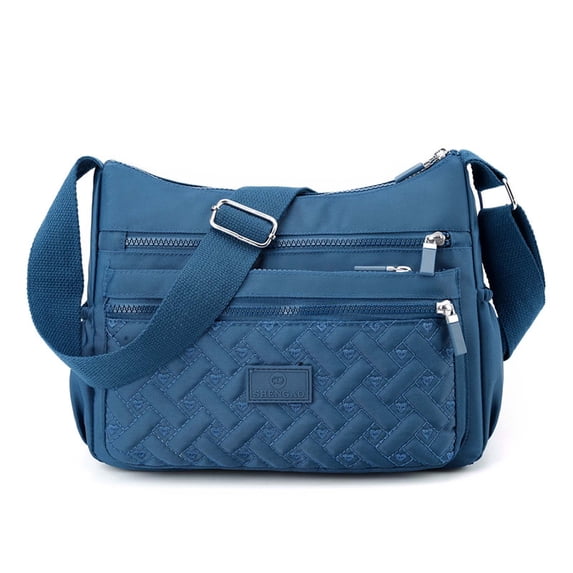 Xfvqtps Womens Messenger Bag Solid Color Simplicity Ins Adjustable Shoulder Strap Multi Compartment Waterproof Fashion Nylon Crossbody Bag Blue