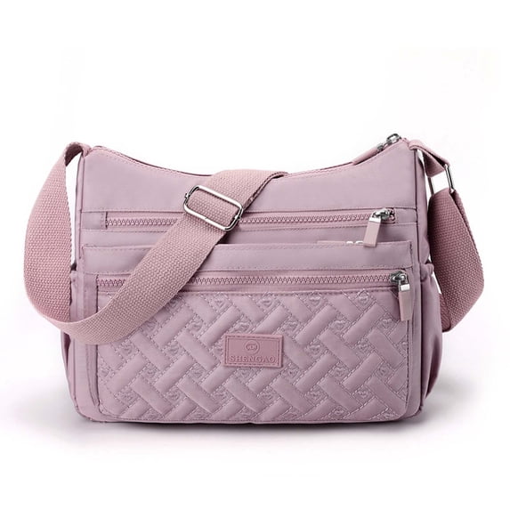 Xfvqtps Womens Messenger Bag Solid Color Simplicity Ins Adjustable Shoulder Strap Multi Compartment Waterproof Fashion Nylon Crossbody Bag Purple