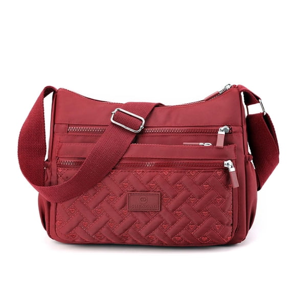 Xfvqtps Womens Messenger Bag Solid Color Simplicity Ins Adjustable Shoulder Strap Multi Compartment Waterproof Fashion Nylon Crossbody Bag Red
