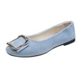 thumbnail image 1 of Xfvqtps Womens Metal Buckle Flats Soft Material Quilted Insole Comfortable Casual Work Flat Shoes in Various Colors Light Blue, 1 of 5