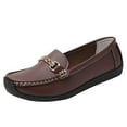 thumbnail image 1 of Xfvqtps Womens Metal Buckle Loafers Breathable Soft Sole Flat Shoes for Women Comfortable Slip on Casual Shoes Brown, 1 of 6