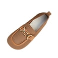 thumbnail image 1 of Xfvqtps Womens Metal Chain Loafers Slip on Shoes Comfortable Casual Flats Breathable Cushioned Insole Brown, 1 of 9