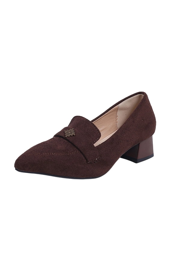 Womens Mid Block Heel Pointed Toe Pumps Classic Dress Shoes for Work Comfortable Office Slip on Heels Shoes