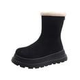 thumbnail image 1 of Xfvqtps Womens Mid Calf Snow Boots Fleece Lined Ankle Boots Back Zipper Winter Shoes Non Slip Sole Thick Bottom Flat Black, 1 of 9
