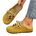 thumbnail image 1 of Xfvqtps Womens Moccasin Shoes Beaded Ethnic Style Flat Shoes Casual Comfortable Slip on Shoes with Soft Sole Yellow, 1 of 9