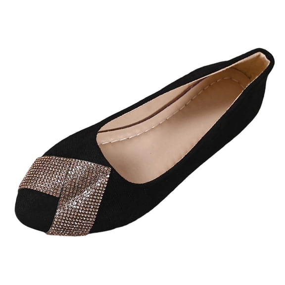 Xfvqtps Womens Moccasins Flats Casual Shoes Breathable Mesh Slip on Low Heel Comfortable Rhinestone Round Toe Versatile Walking Gold