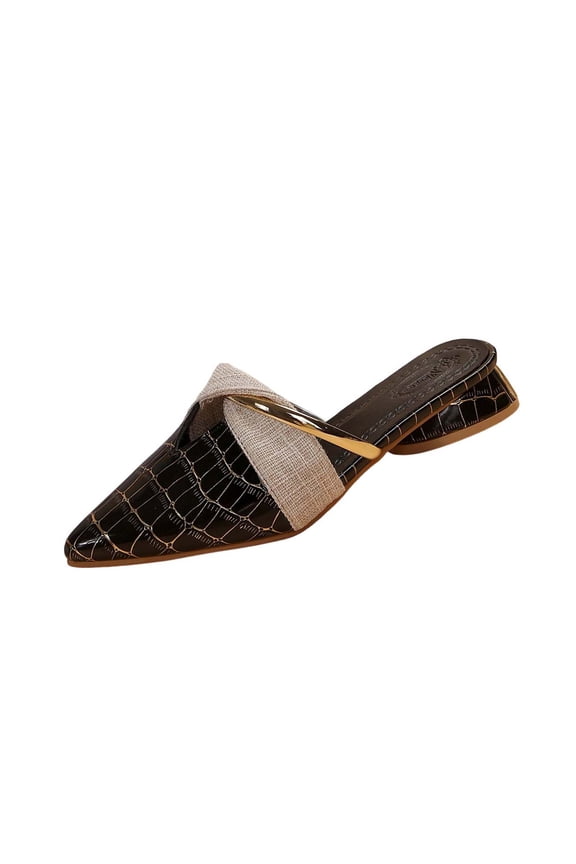 Womens Mules Pointed Toe Low Block Heel Slip on Shoes Casual Indoor Outdoor Fashion Loafers Comfortable Slides