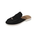 thumbnail image 1 of Xfvqtps Womens Mules Slip on Shoes Loafers Style Metal Accents Soft Insole Lightweight Sole Suede Like Material Versatile Colors Casual Comfort Footwear Black, 1 of 8