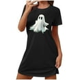 thumbnail image 1 of Xfvqtps Womens Nightgown Cute Chest Print Ghost Cropped Short Sleeve Crewneck Solid Color Fashion Comfortable Pajamas Black, 1 of 5