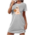 thumbnail image 1 of Xfvqtps Womens Nightgown Cute Chest Print Ghost Pumpkin Cropped Short Sleeve Crewneck Solid Color Fashion Comfortable Pajamas Gray, 1 of 1