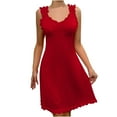 thumbnail image 1 of Xfvqtps Womens Nightwear Wide Strap Back Slit Lace V Neck 3D Butterfly Embroidery Back Strap Valentine's Day Solid Color Soft Comfortable Summer Sleepwear Wine S, 1 of 7