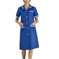 thumbnail image 1 of Xfvqtps Womens Nurse Dress with Pockets Button Short Sleeve Splicing Lapel Caregiver Work Dress Blue, 1 of 6