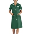 thumbnail image 1 of Xfvqtps Womens Nurse Dress with Pockets Button Short Sleeve Splicing Lapel Caregiver Work Dress Green, 1 of 6