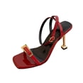 thumbnail image 1 of Xfvqtps Womens Open Toe Ankle Strap Heels Glossy Patent Leather Slim Gold Heel Dressy Sandals for Evening Party Date Night, 1 of 9
