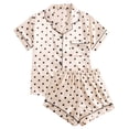 thumbnail image 1 of Xfvqtps Womens Pajamas Set Polka Dot Short Sleeved Short Pants Flip Collar Button Cozy Comfortable Soft House Silky Nightwear Top and Short Pants Set Yellow, 1 of 5