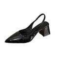 thumbnail image 1 of Xfvqtps Womens Patent Leather Pointed Toe Block Heel Slingback Sandals Glossy Dress Shoes for Office Party, 1 of 9