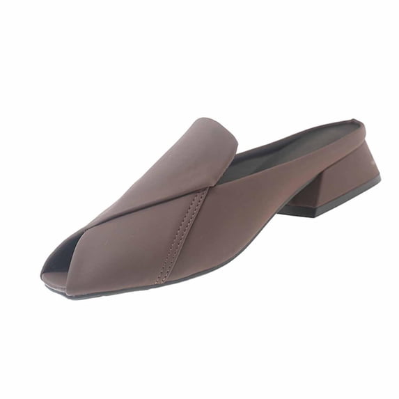 Xfvqtps Womens Peep Toe Low Block Heel Sandals Casual Shoes Spring Summer Slip on Comfortable V Front Modern Versatile