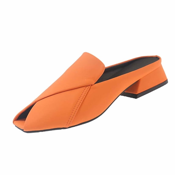 Xfvqtps Womens Peep Toe Low Block Heel Sandals Casual Shoes Spring Summer Slip on Comfortable V Front Modern Versatile