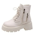 thumbnail image 1 of Xfvqtps Womens Flatform Ankle Boots Chunky Lace up Boots with Metal Chain Zipper Detail Round Toe Cushioned Sole Fall Winter Boots Beige, 1 of 9