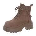 thumbnail image 1 of Xfvqtps Womens Flatform Boots Chunky Heel Ankle Boots with Lace up Zipper Comfortable Casual Winter Boots for Outdoor Daily Khaki, 1 of 9