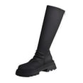 thumbnail image 1 of Xfvqtps Womens Flatform Boots Chunky Sole Sock Boots Stretch Elastic Long Calf Boots Fashion Comfortable Low Heel Winter Streetwear Shoes Black, 1 of 8