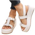 thumbnail image 1 of Xfvqtps Womens Sandals Slingback Open Toe Flatform Wedge Adjustable Buckle Comfortable Non Slip Summer High Heels Sandals Beige Beige, 1 of 6