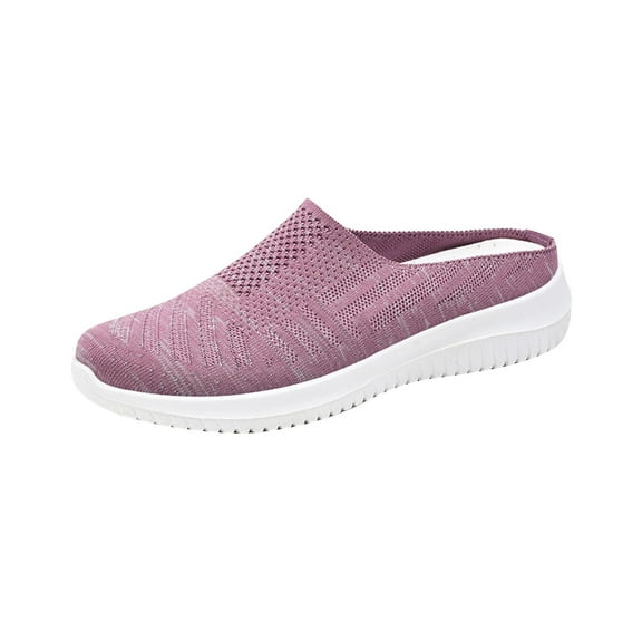 Xfvqtps Womens Plus Size Breathable Cloth Shoes Soft Sole Comfortable Slip on Flats for Women Lightweight Casual Mom Shoes with Non Slip Design Purple