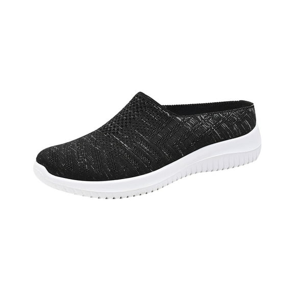 Xfvqtps Womens Plus Size Breathable Cloth Shoes Soft Sole Comfortable Slip on Flats for Women Lightweight Casual Mom Shoes with Non Slip Design Black