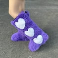 thumbnail image 1 of Xfvqtps Womens Plush Furry Snow Boots Knee High with Heart Decor Cute Winter Fashion Boots for Women Lace up Warm Flat Sole Boots for Christmas Holiday Purple, 1 of 6