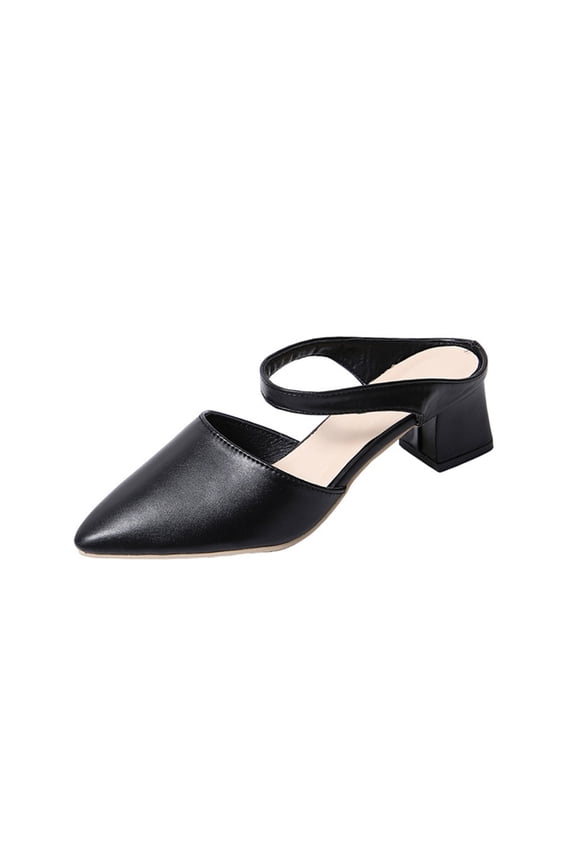 Womens Pointed Toe Mules Block Heel Slingback Slides Comfortable Slip On Heels for Office Work Brunch Casual Wear