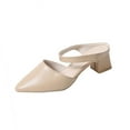 thumbnail image 1 of Xfvqtps Womens Pointed Toe Mules Block Heel Slingback Slides Comfortable Slip On Heels for Office Work Brunch Casual Wear, 1 of 9